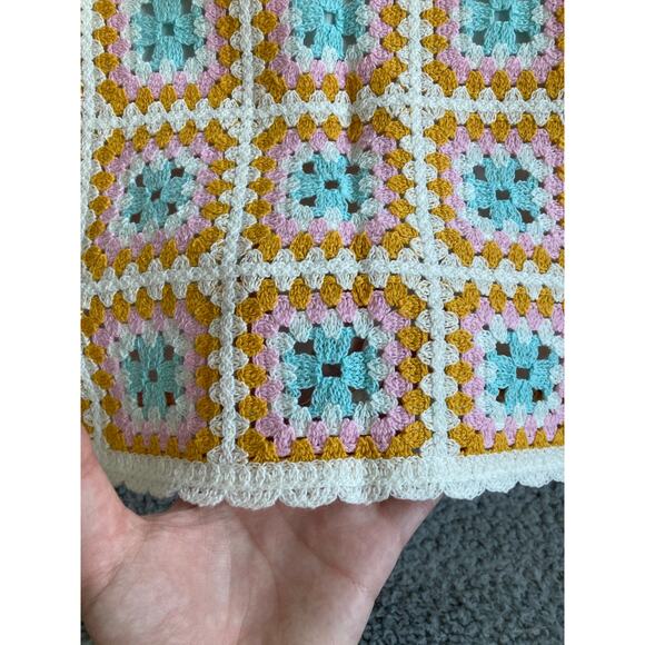 Vintage Rare Editions Tank Top 10 Medium Crochet Lined Square Neck Hippie Boho - Picture 4 of 14